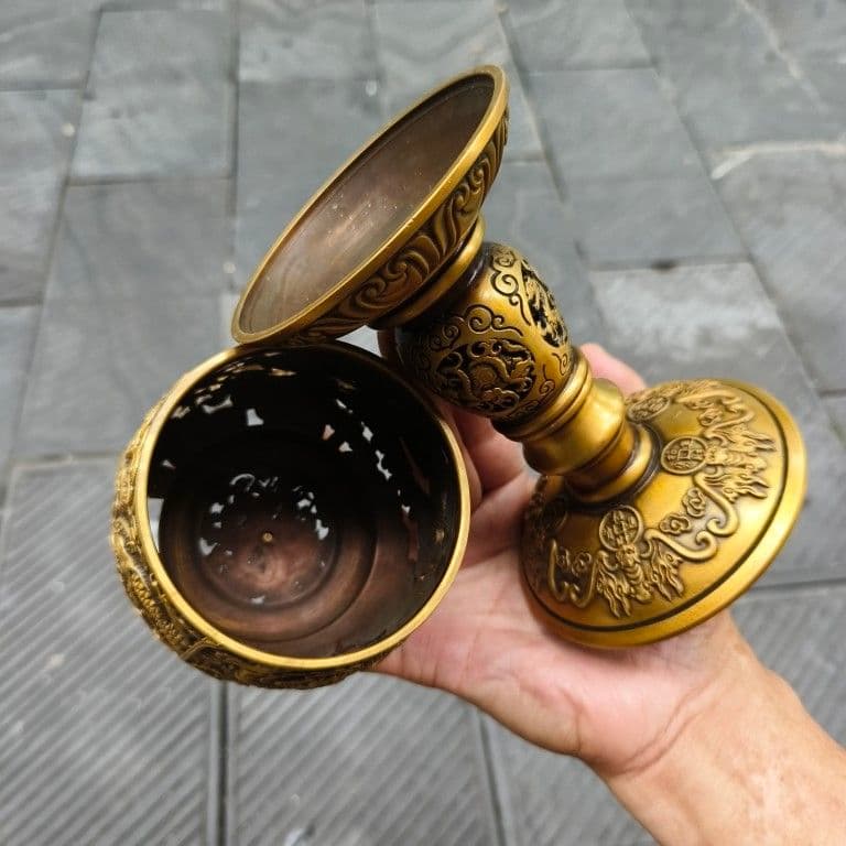 銅 細工 透かし彫り 双龍香炉 銅香炉 仏具 茶道具 香道具 工芸品 置物