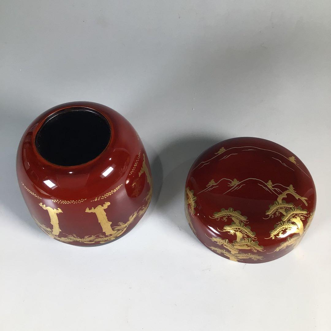 Ｎ５１９　棗　『塗師　哲山作』『溜塗』『遠山蒔絵』『中棗』　共箱　茶道具