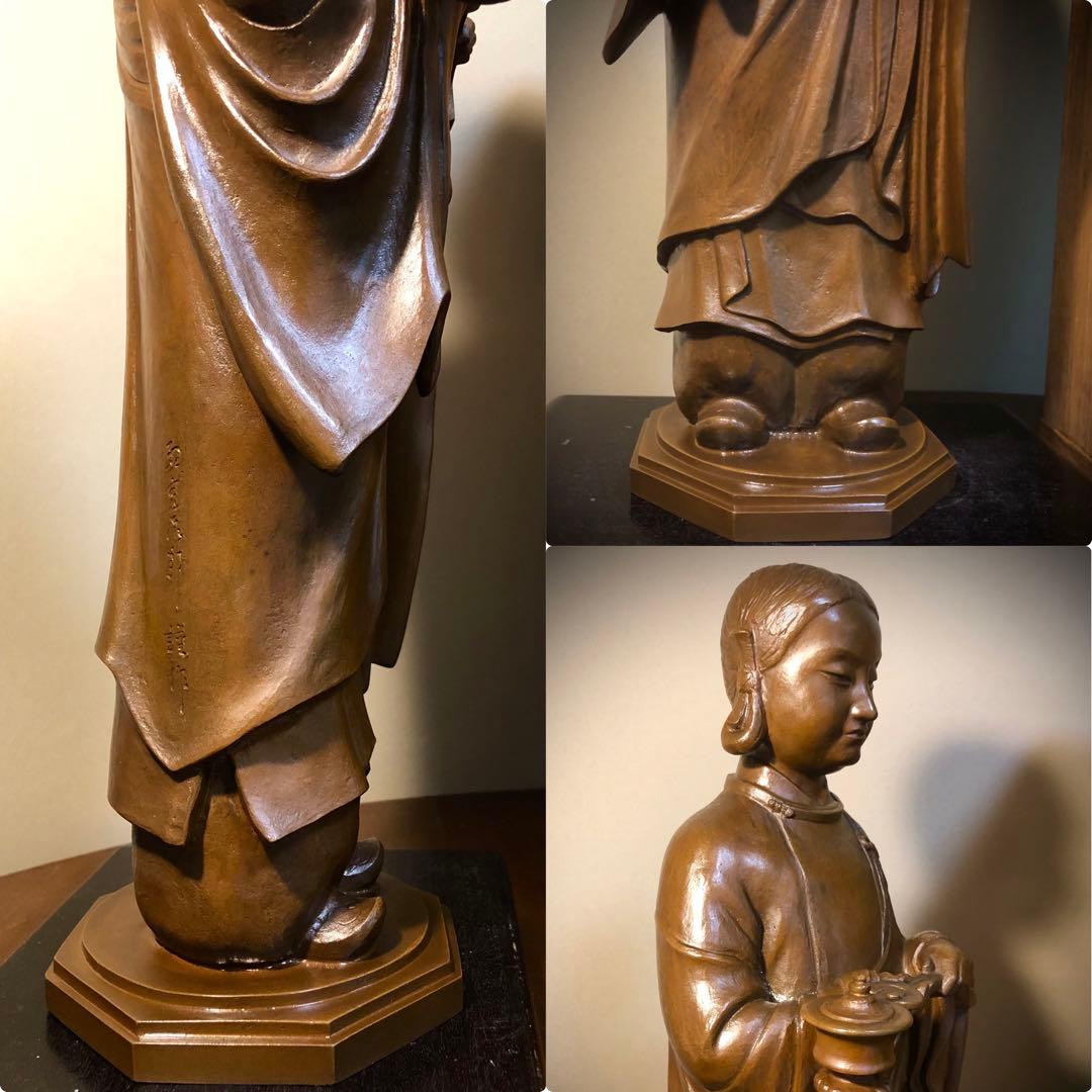 雨宮治郎作 銅造聖徳太子十六才御像　聖徳太子孝養像 共箱 置物 彫刻 彫像