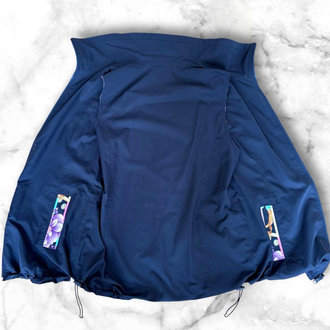 【極美品】レオナールスポーツ リバーシブルベスト 濃紺 花柄 ロゴ 38 ゴルフ
