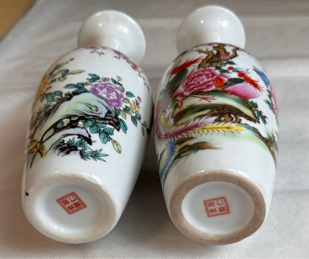 磁器 粉彩工芸 伝統的な中国のセラミック花瓶 ペア