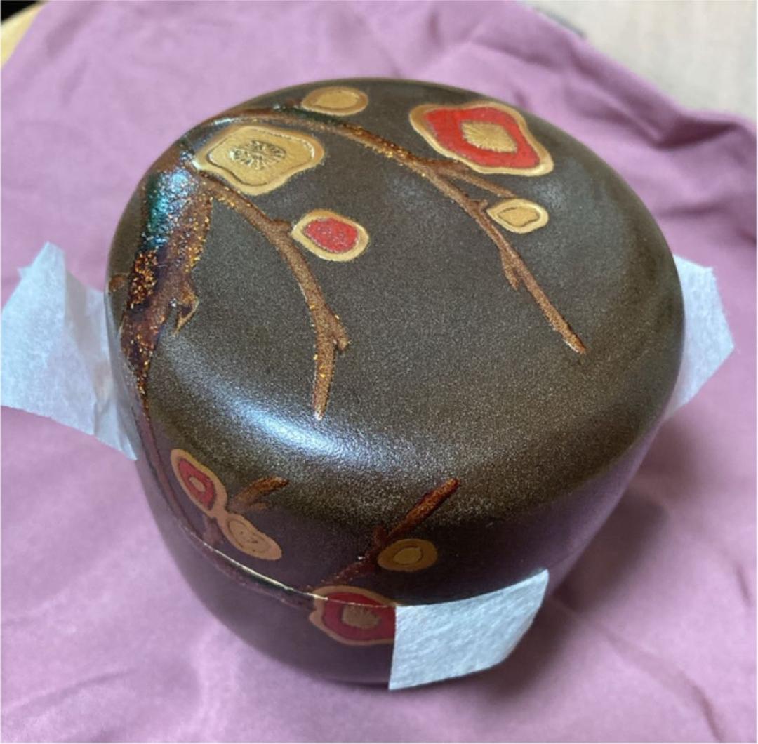 吉田華正　光琳梅蒔絵内銀地　大棗/なつめ　茶器　漆工芸品　茶道具