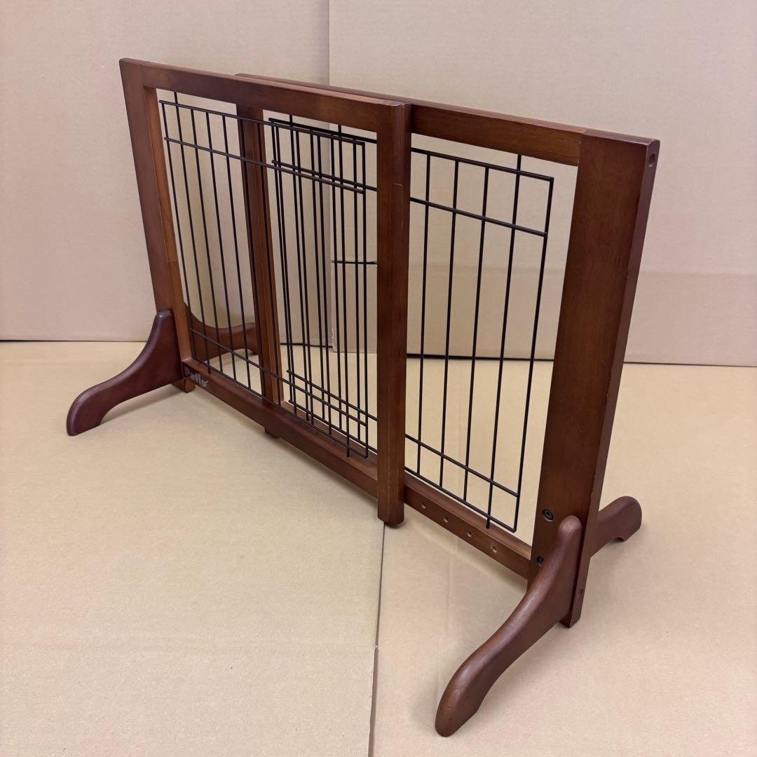 Petio 木製置くだけゲート ダークブラウン