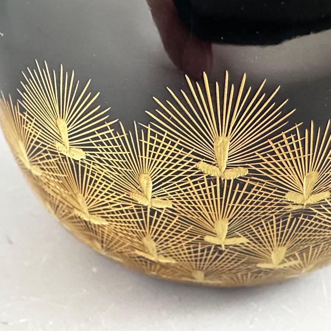 茶道具　輪島塗　沈金　松　中棗　谷内和子　共箱　石川県　漆芸　茶会　薄茶器　稽古