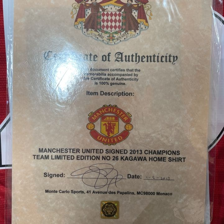 MANCHESTER UTD2013CHAMPIONS記念サイン入りユニホーム