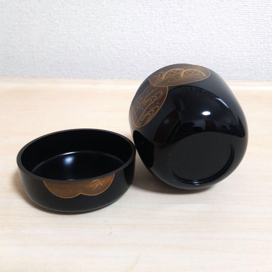 ◆大棗 ◆団扇蒔絵◆竹内幸斎作◆新品◆金箔、螺鈿装飾の黒漆棗 木箱付き