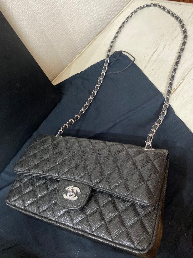 難ありCHANEL 【ノベルティ】チェーン フラップバッグ/キャビア/