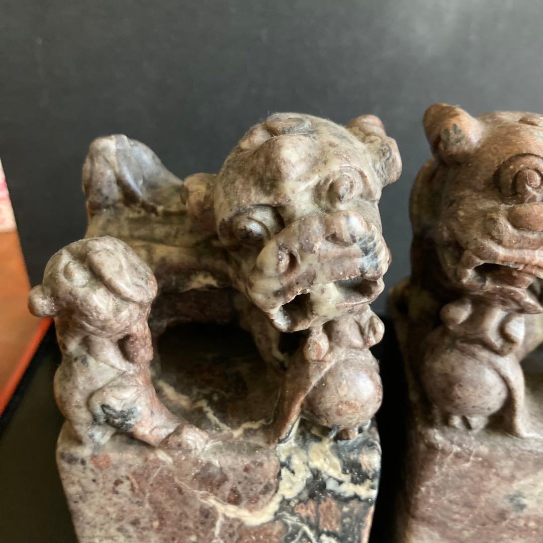 大型印材　獅子　一対　置物　古印　美術品