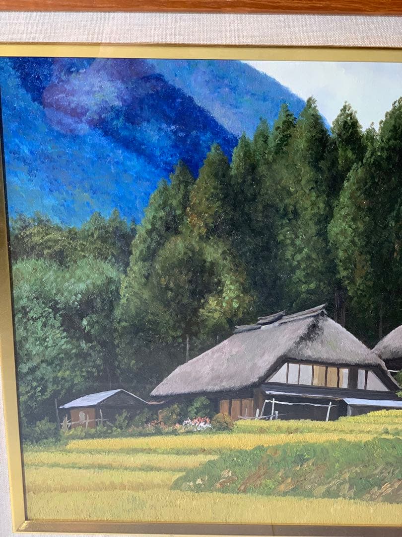 真作 風景画 油彩 真贋保証佐藤忠彦 『 山村の秋 』 群馬県油彩 F6 額装