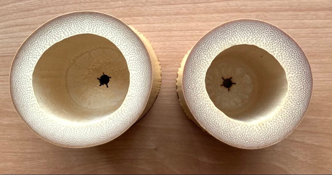 【極美品】竹蓋置一双　福本積應在判箱　　　　宗玄作