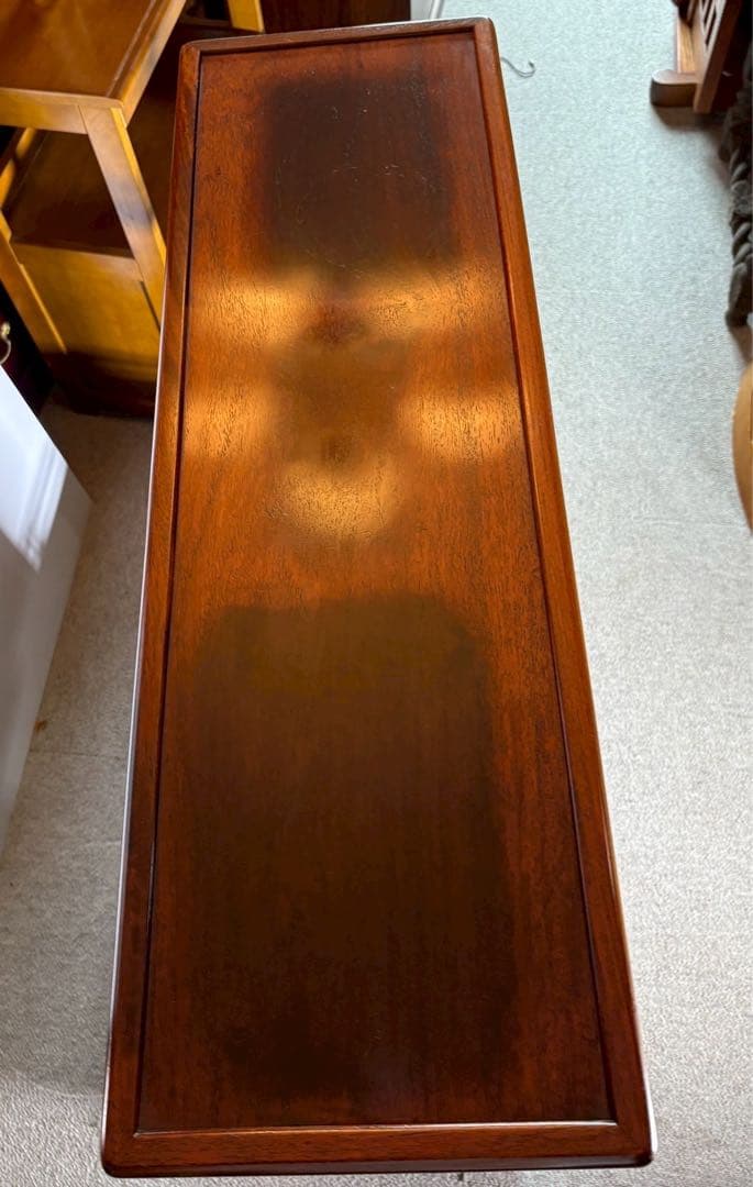 引渡限定　最高級 和家具 茶箪笥 飾り棚 彫刻入り 紫檀調 W90×H105cm