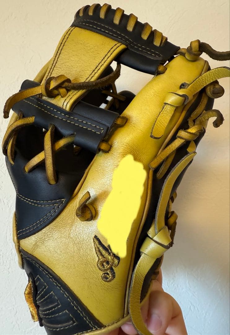 【中古/定価6.2万】ミズノプロ 内野手 坂本型グラブ 黒シャンパンイエロー