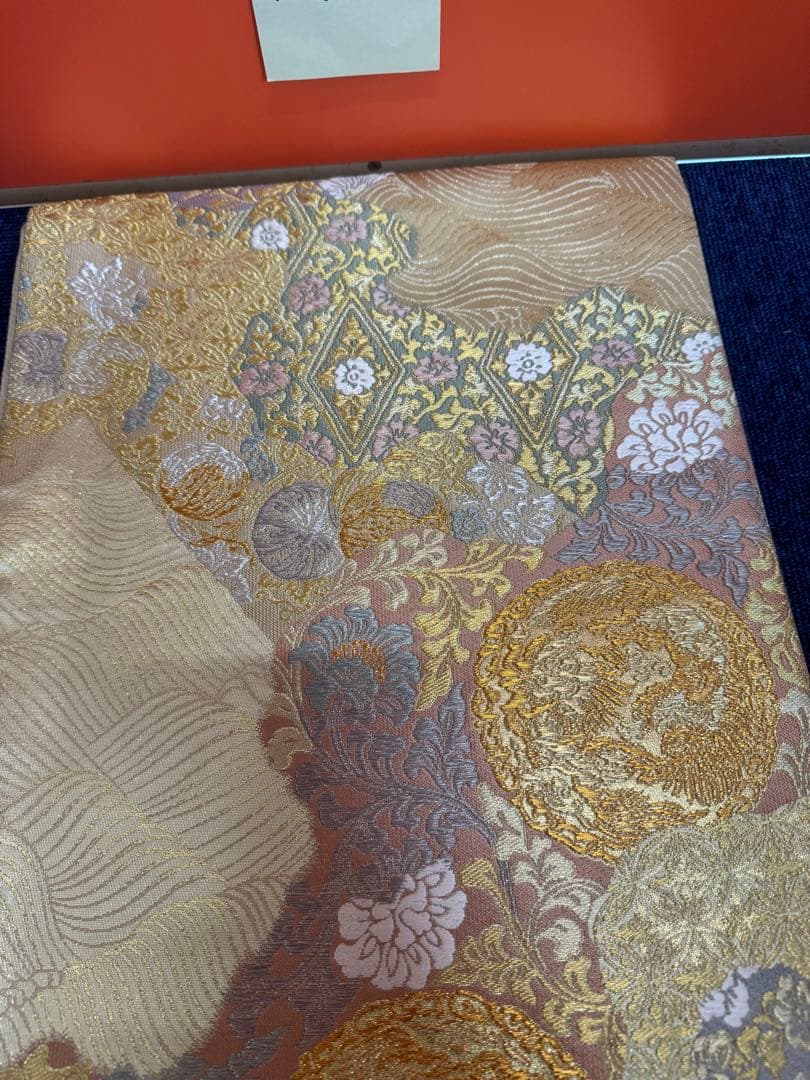 1919 袋帯 古代彫金紋  西陣織   金糸　高級上質上品　約440cm未使用