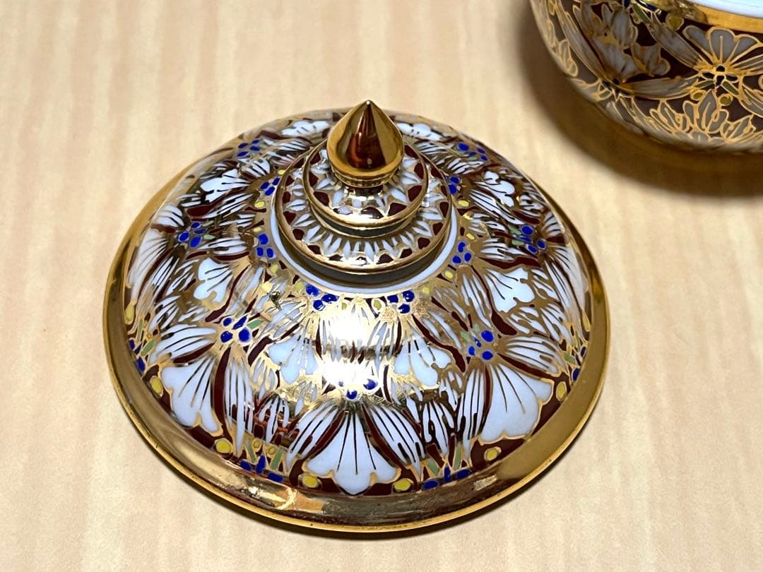 ベンジャロン焼 蓋付き陶器 小物入れ 箱付