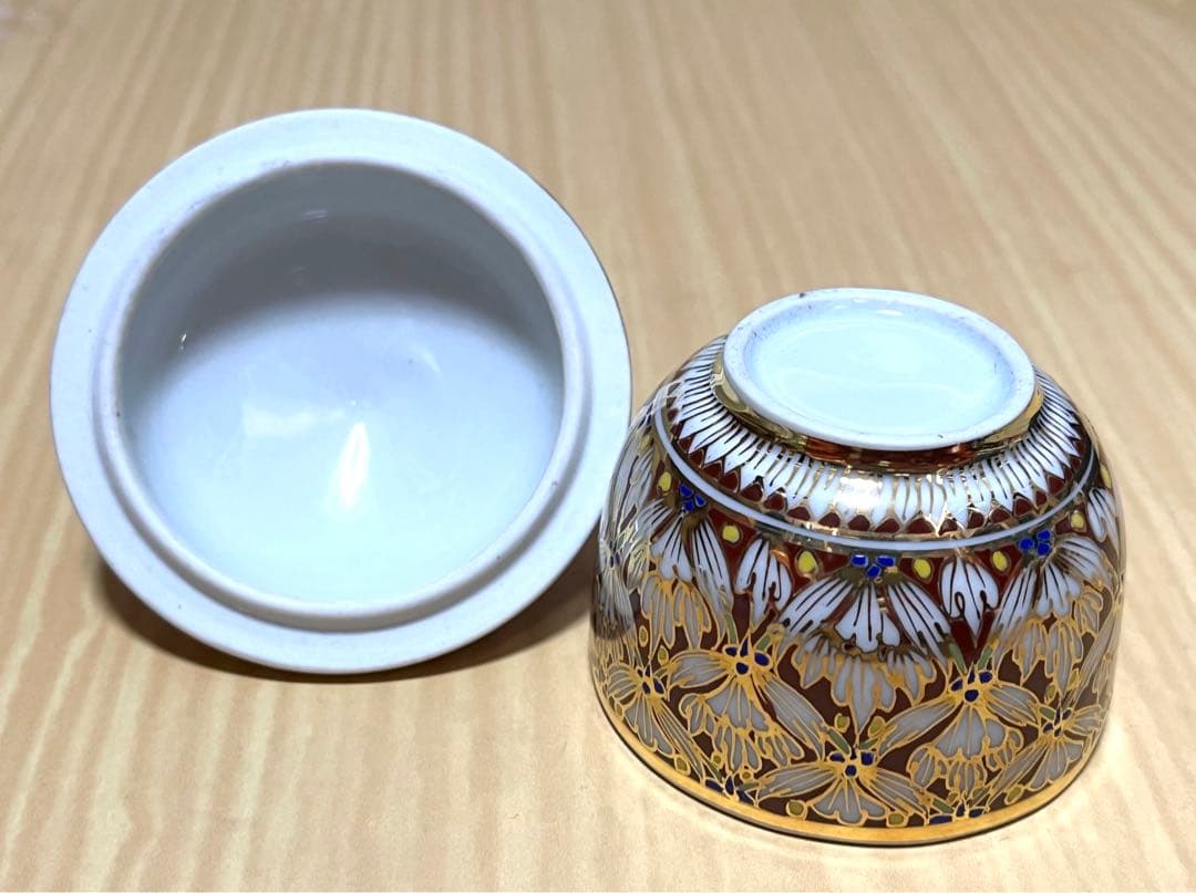 ベンジャロン焼 蓋付き陶器 小物入れ 箱付