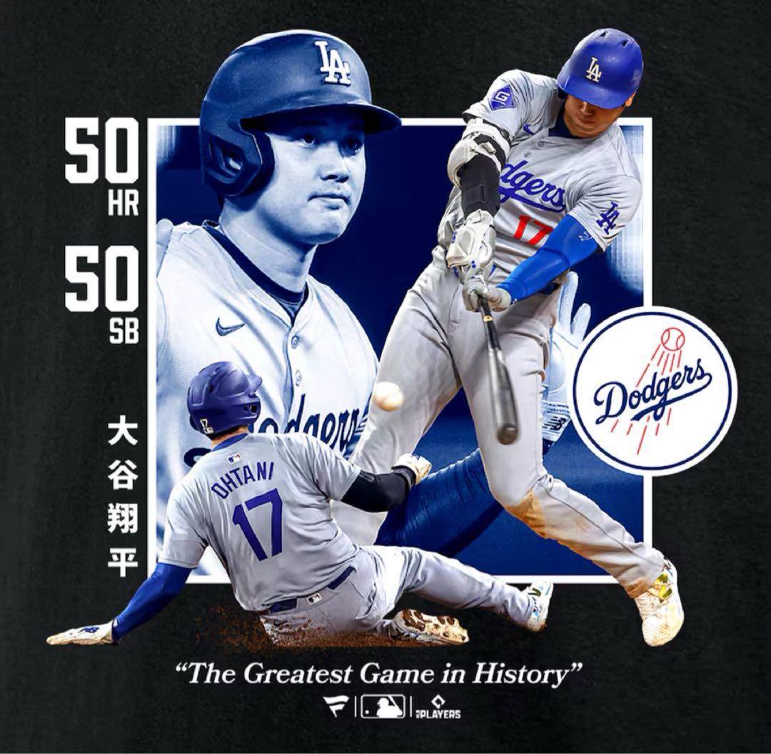 ロサンゼルス　ドジャース　大谷翔平　50/50 Tシャツ　ブラック　XLサイズ