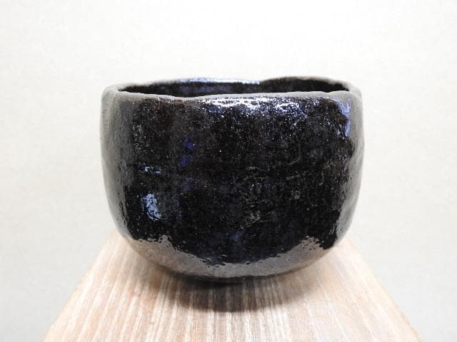 直木友次良　黒楽茶碗　共箱　MA269