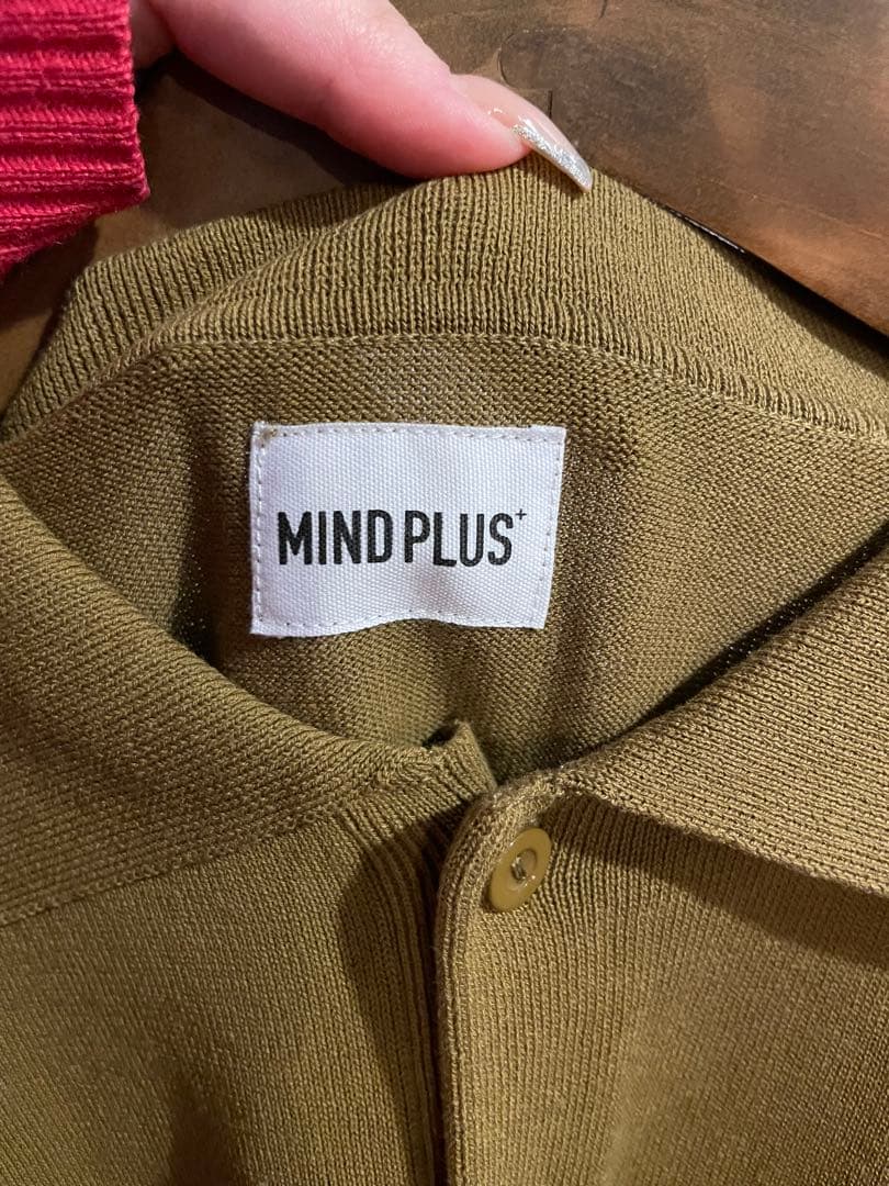 MIND PLUS カーキ 長袖ポロシャツ　Lサイズ