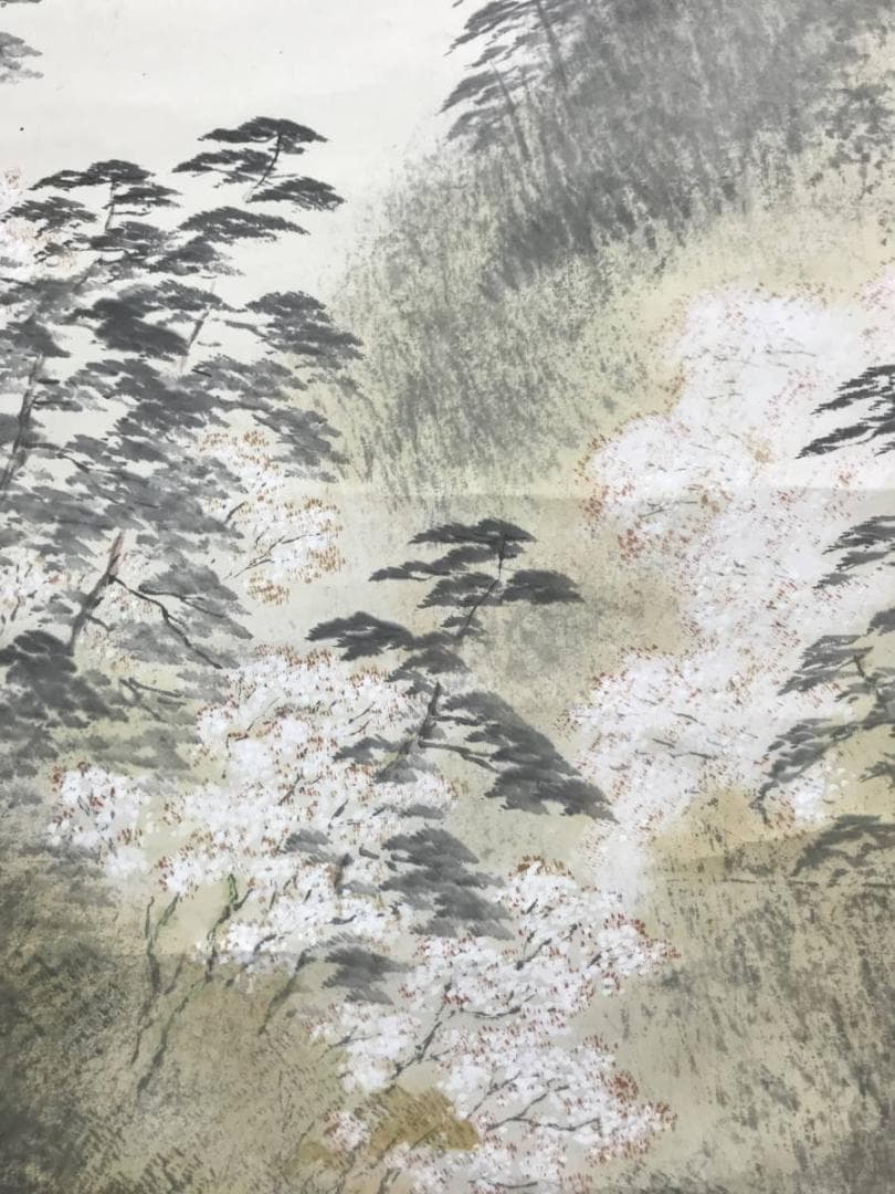 【真作】平井楳仙/嵐峡春色図/山水図/嵐山図/掛軸/名家伝来/AC-36