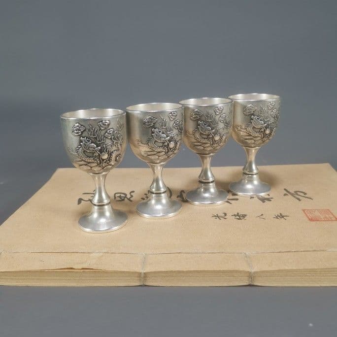 銅 細工 彫刻龍紋杯 装飾品 現代工芸品 美術品 置物