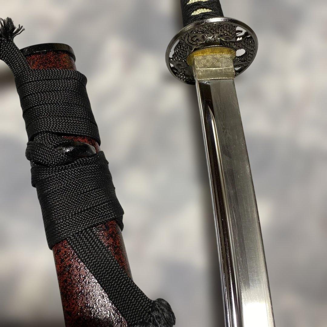 豪華模造刀(刀袋付) 坂本龍馬拵え 黒柄 龍彫透し丸鍔