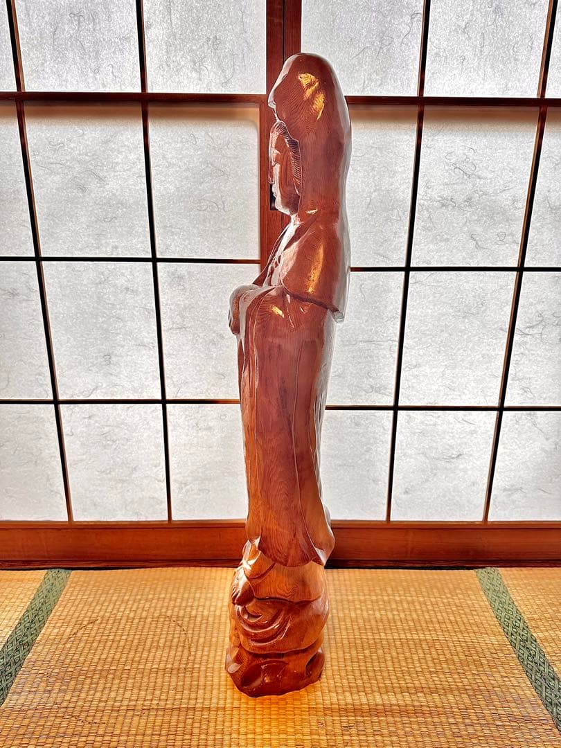 白衣観音 木彫 3尺 仏像 彫刻 コレクター