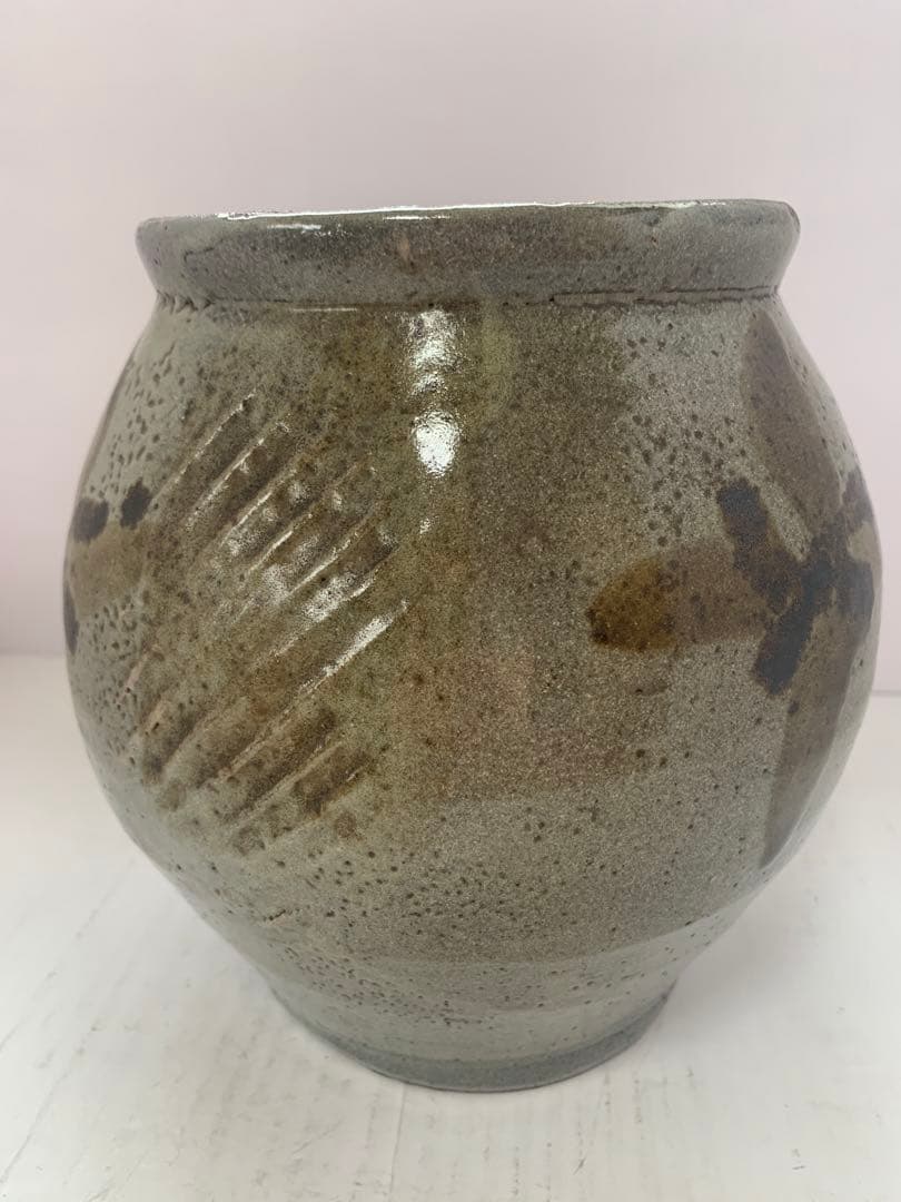 濱田庄司　文打鉄絵水指　送料込み