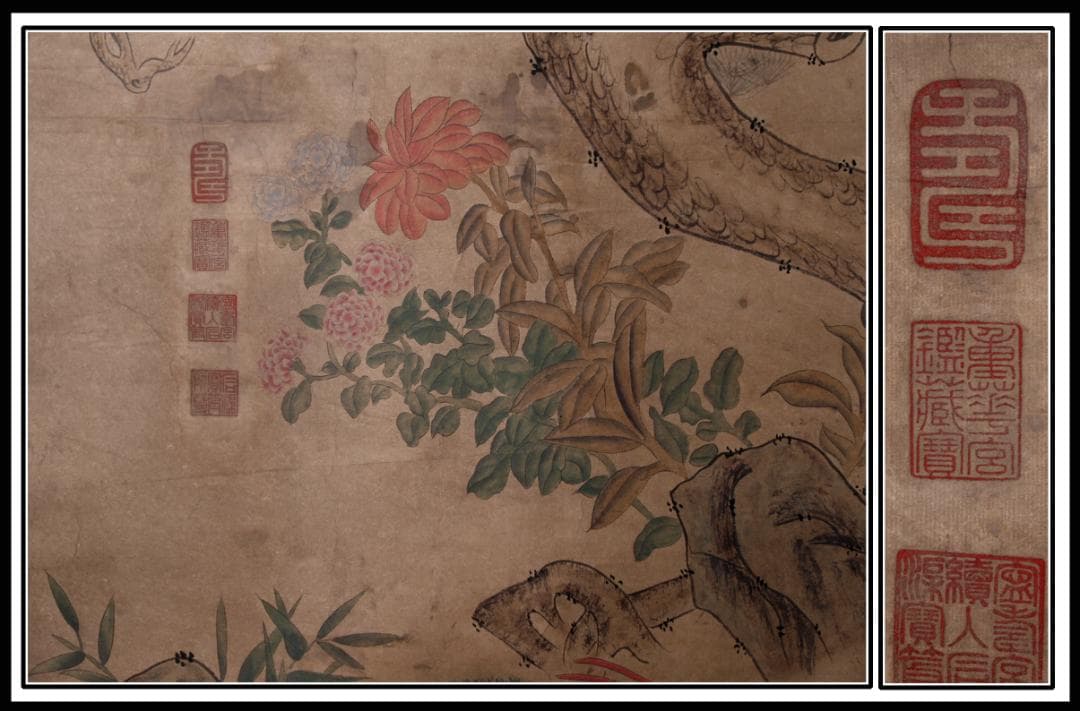 【骨董掛け軸】花鳥図 中国顾闵中　肉筆掛け軸　 唐物唐本　AK610A12-2