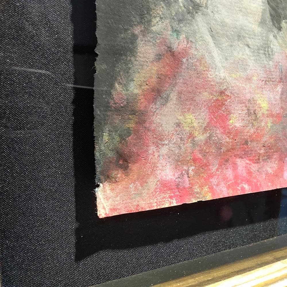 内野隆文　肖像　絵画　人物画　現代美術　アート　アンティークペーパー　古紙　額縁
