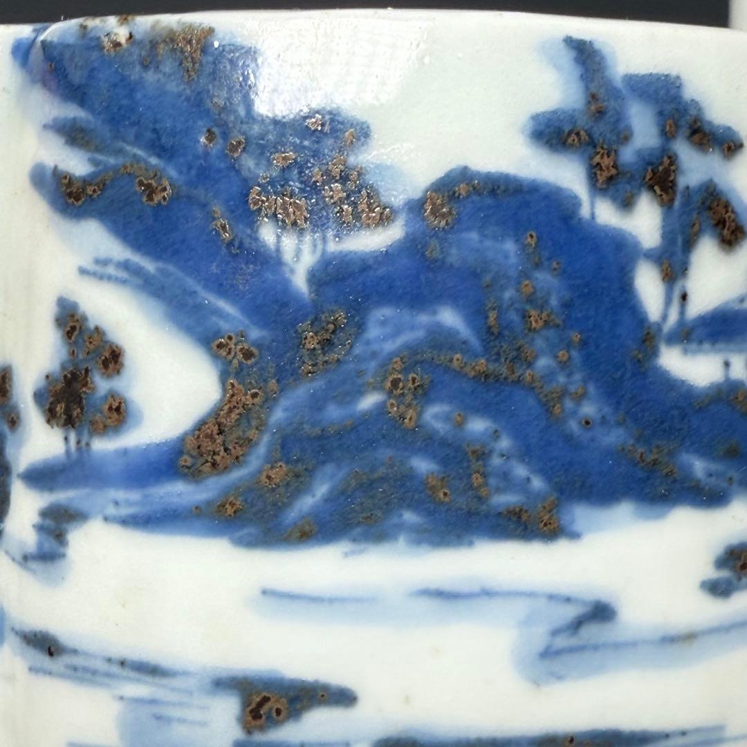 古伊万里　古平戸　染付山水図銚子　江戸時代　古美術　オブジェ　雰囲気◎
