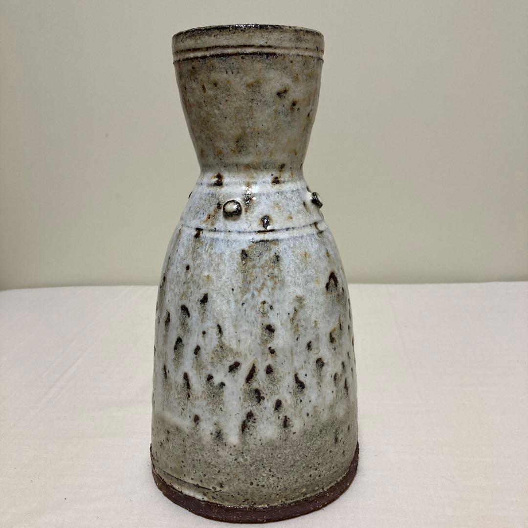 坂田泥華　萩白釉擂座花入　萩焼　茶道具　花器　花瓶　陶芸　工芸品