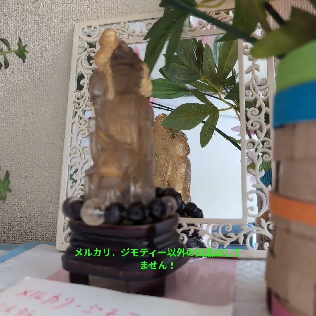 開運　呪物　曰く付き　観音像　手彫り 　24金　金箔貼り　天然水晶　 高さ18㌢