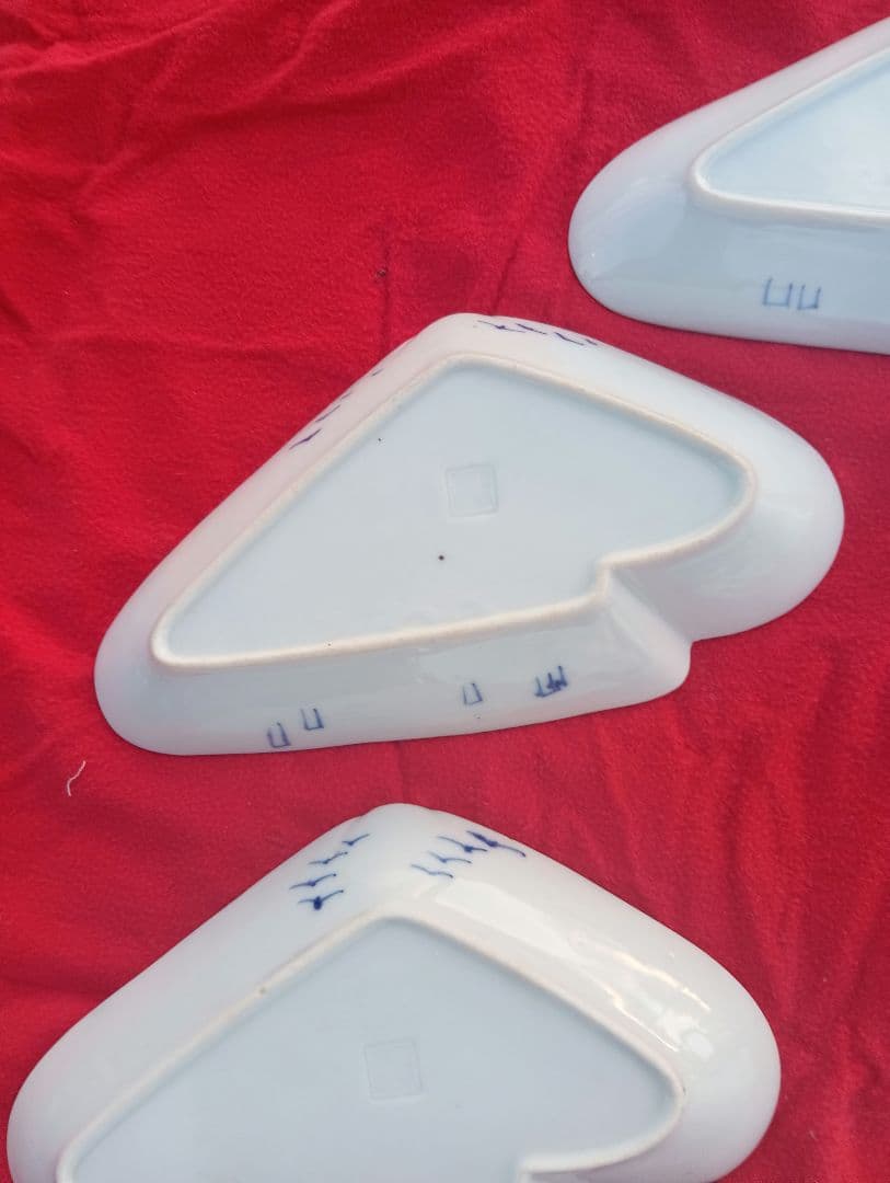 富士山デザイン陶器皿5枚セット　古伊万里　変形　小皿