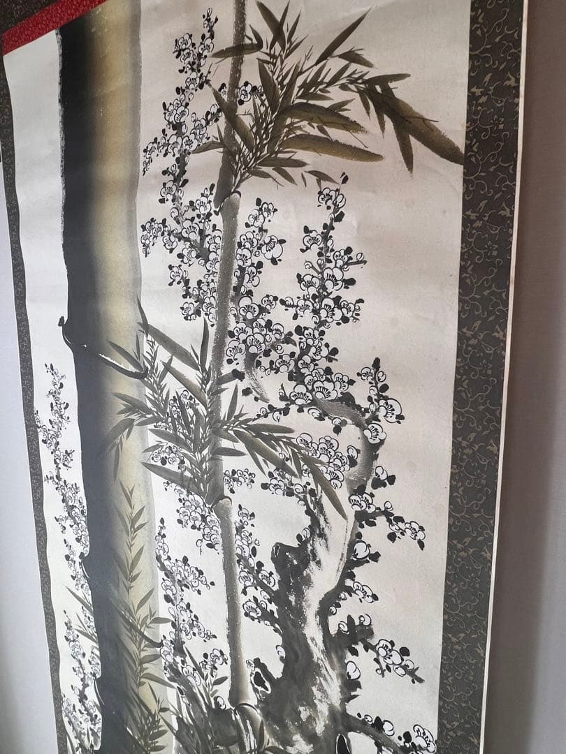 竹、水墨画、掛け軸