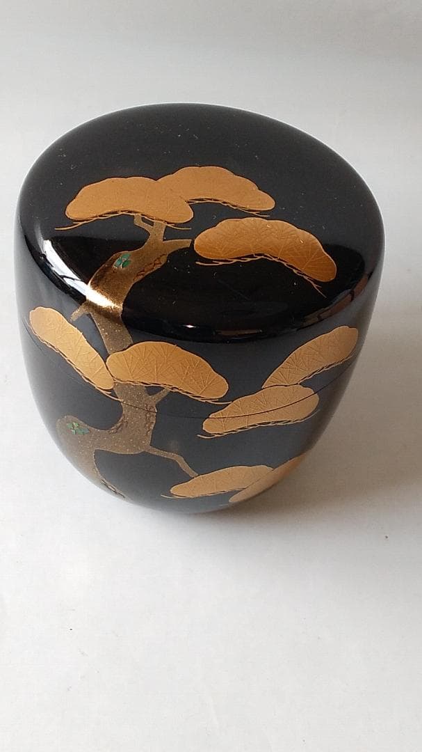 河畠宗琳 作 老松蒔絵 中棗 棗 共箱 蒔絵 螺鈿細工 漆器 漆芸 茶道具 新品