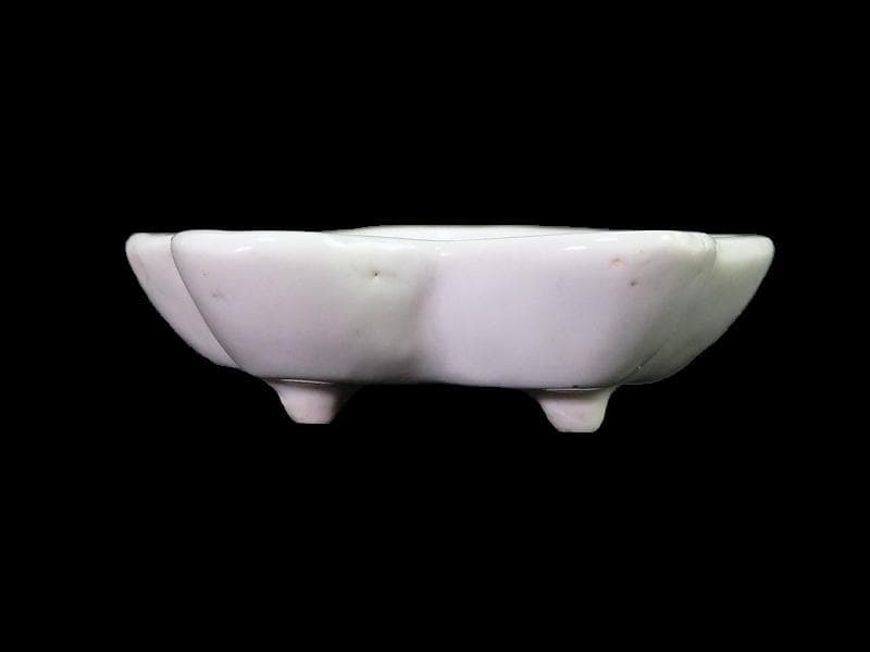 古伊万里　染付　岩に菊の図　梅型変形皿　豆皿　E585AS-CQy