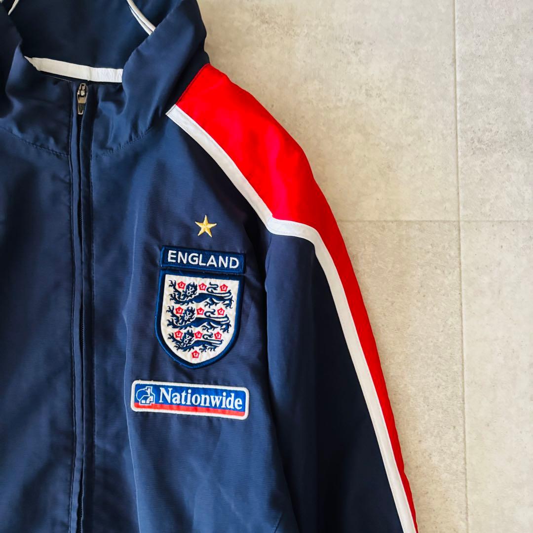 【L】90's UMBRO イングランド代表ナイロンジャージセットアップ 紺 白