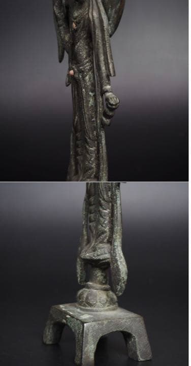 送料無料　東魏古銅如来立像　裏に文字あり　高さ20ｃｍ　中国古玩　仏教美術