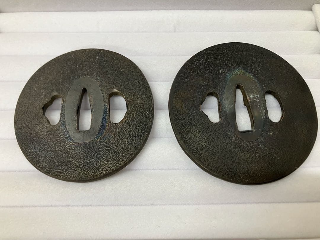 鍔(つば) 花と葉の彫刻 2セット