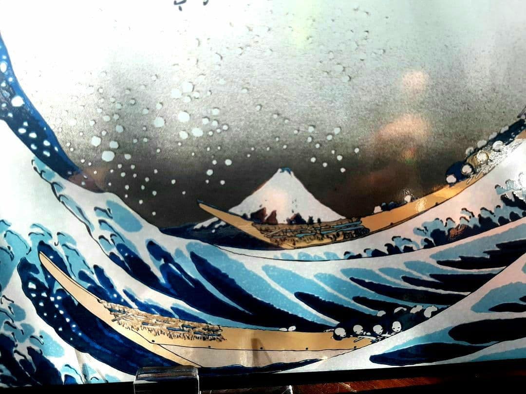 廃盤希少☆大判！富嶽三十六景 神奈川沖浪裏◇葛飾北斎 ステンドグラス　波　富士