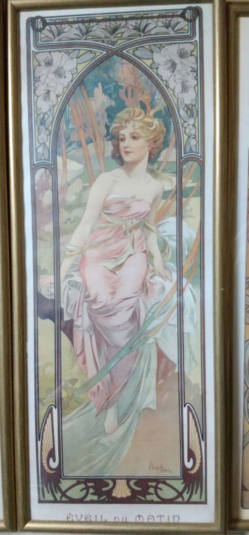 プラハ直輸入 ミュシャ 三大美人画日本未販売 絵画本 チラシのおまけ付きセット