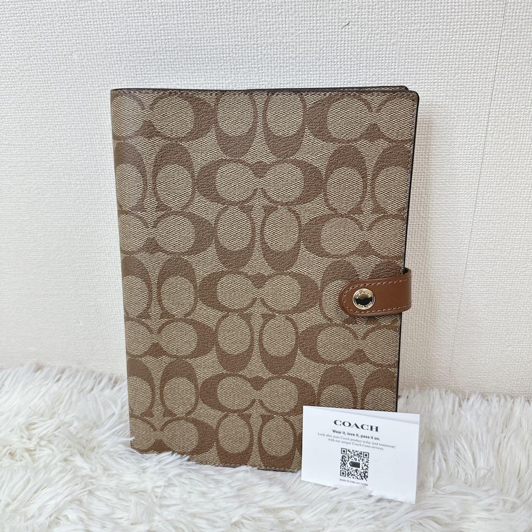 未使用品 COACH シグネチャー柄手帳カバー A5サイズ スパイラルノート付き