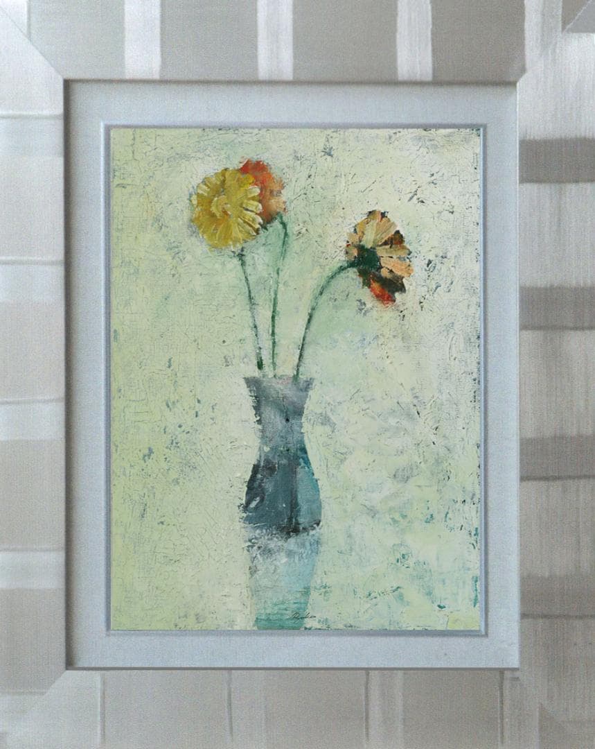 油絵 菅家令子 絵 絵画 インテリア 額付(白) F6-030501 花