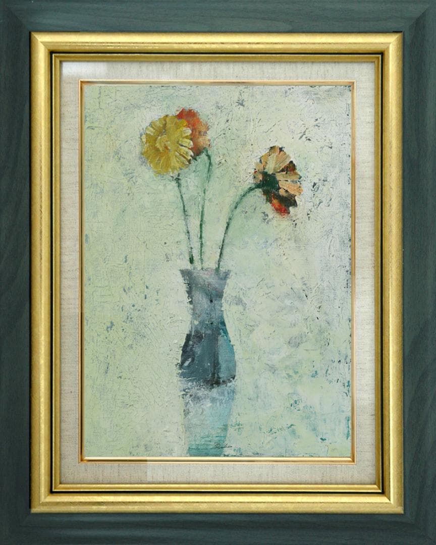 油絵 菅家令子 絵 絵画 インテリア 額付(白) F6-030501 花