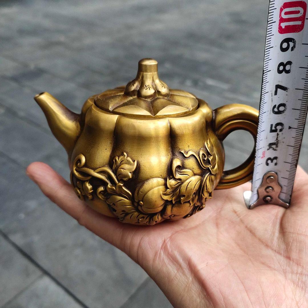 銅器 南瓜酒壺 茶壺 滴り壺 墨壺 茶道具 書道具 装飾品 工芸品 置物