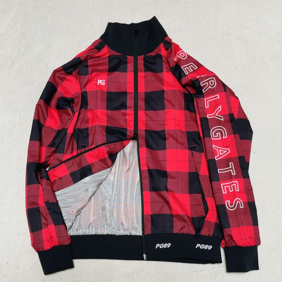 美品　近年　パーリーゲイツ　蓄熱裏地　スニード　ジャケット　チェック　レッド