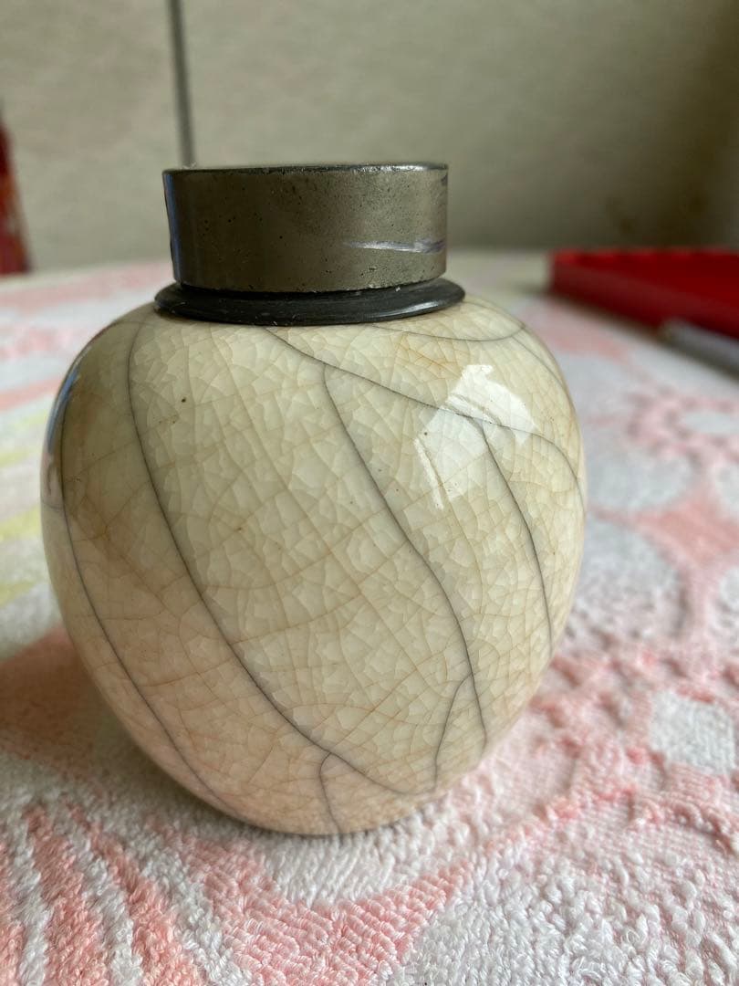 茶入　茶器　茶入れ　煎茶道具　骨董　茶道具　錫蓋