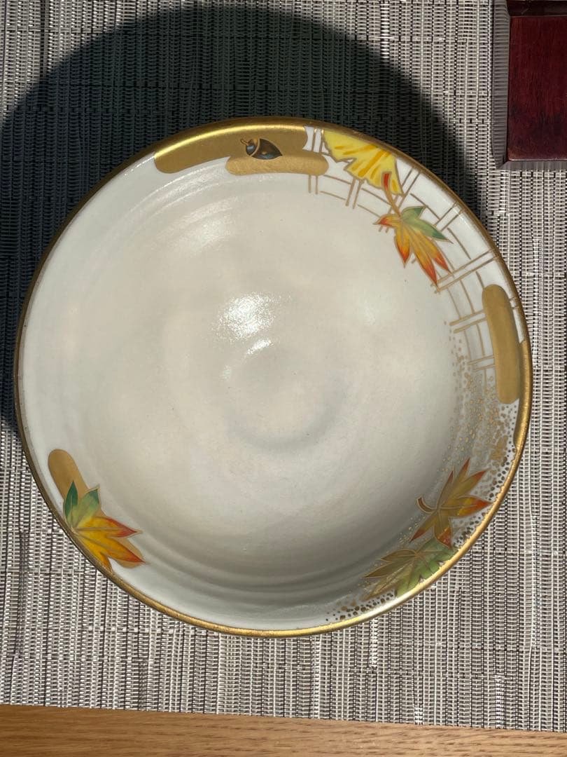 135桑野むつ子 京都 御所の花十二ヶ月【11月紅葉】抹茶椀・和陶皿 しおり付