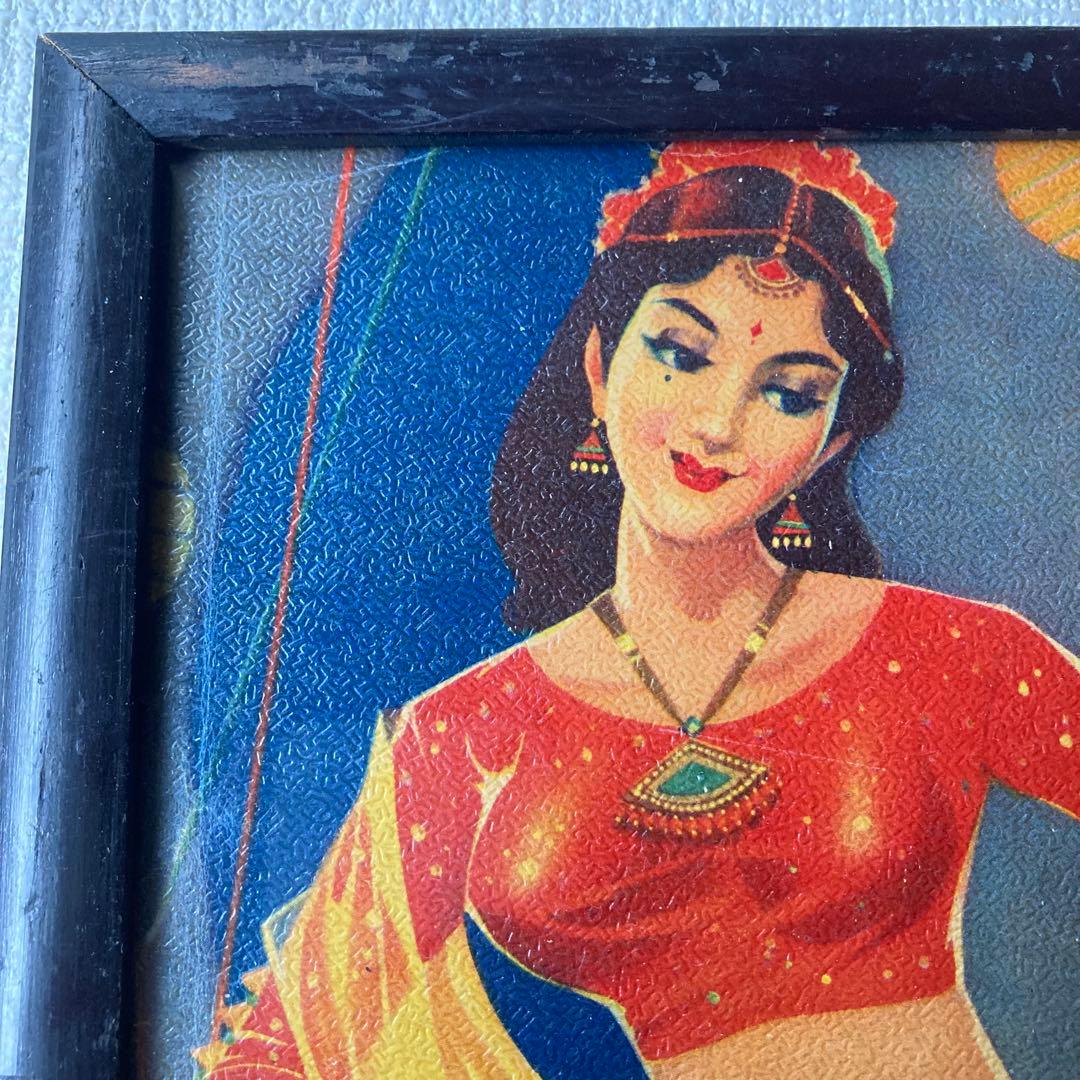 インド女性　ビンテージポスター　　　額縁付