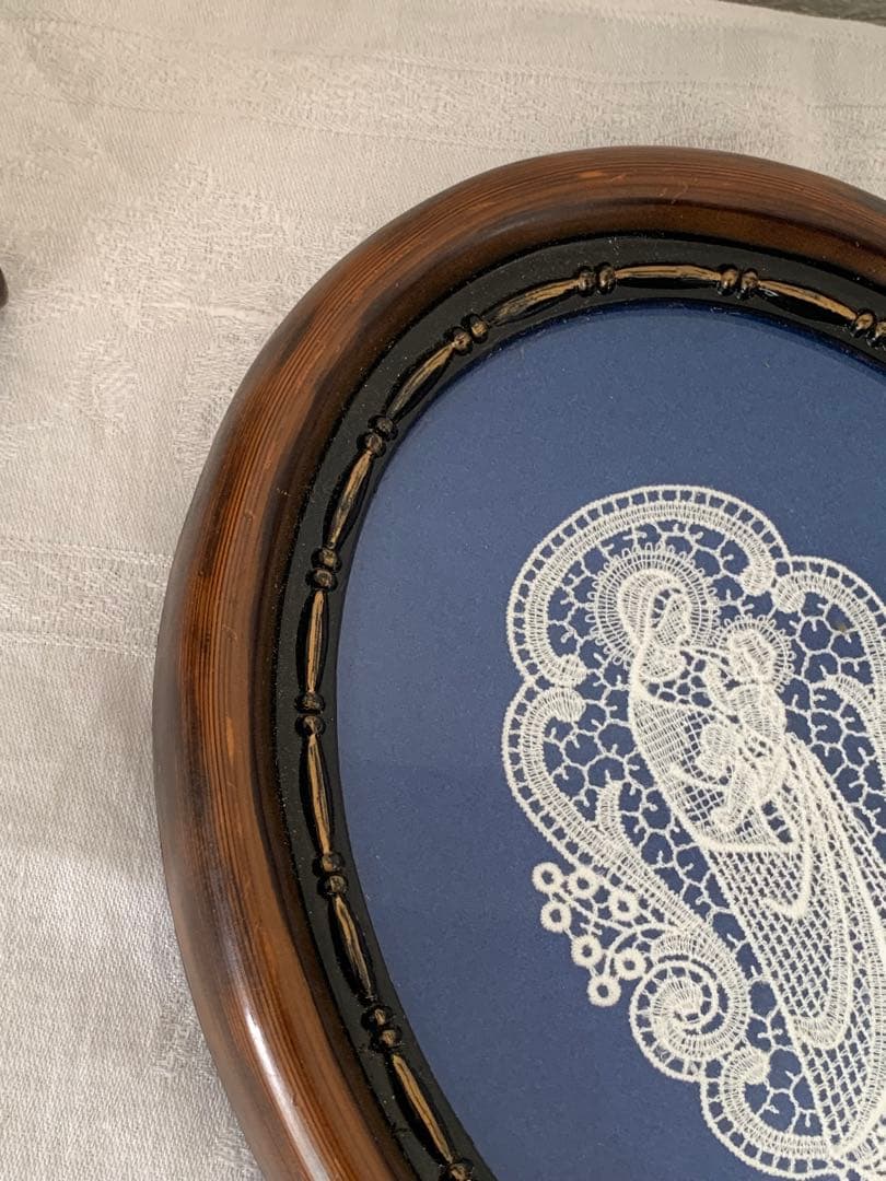 ミリカリ ヨーロッパヴィンテージ 聖母子　刺繍入り　木製フレーム